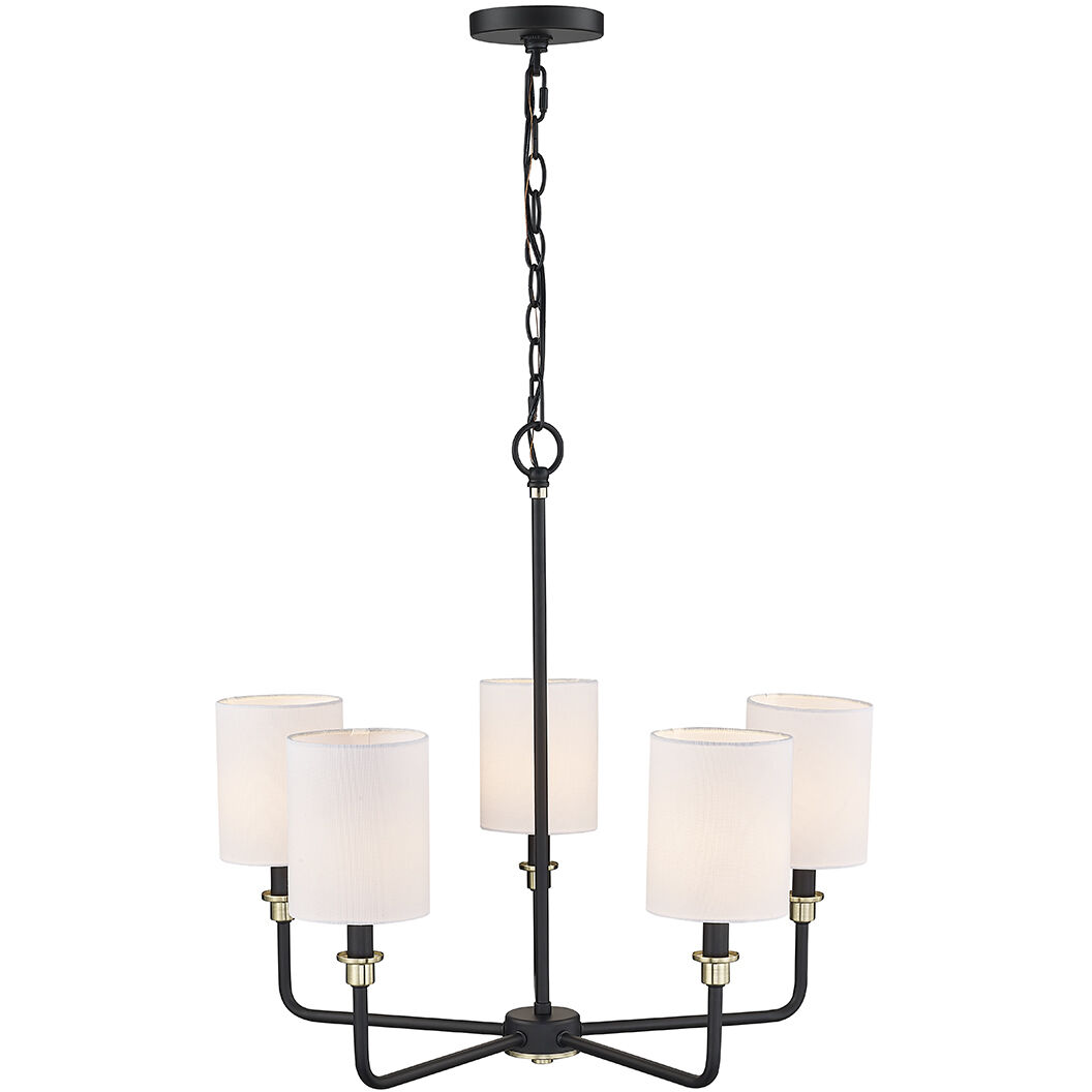 Chelsea 5 Light 24.75 inch Matte Black/Modern Gold Chandelier Ceiling Light